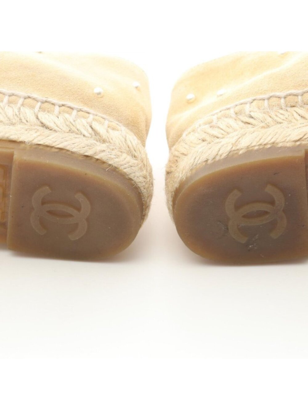Chanel CC Logo Pearl Espadrille Slip on Suede - Picture 9 of 11